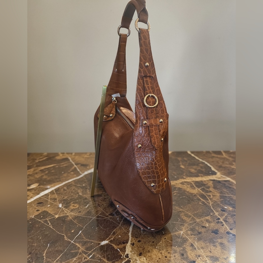 FURLA ITALIAN Brown Leather LUX Shoulder Bag Reposh - Picture 2 of 13